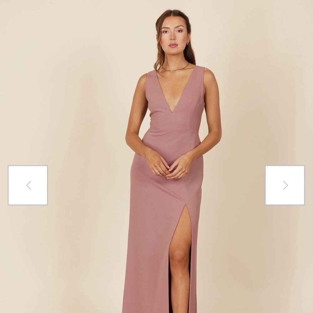 PARK & FIFTH DUSTY PINK ROSE SLIT EVENING GOWN LEXINGTON